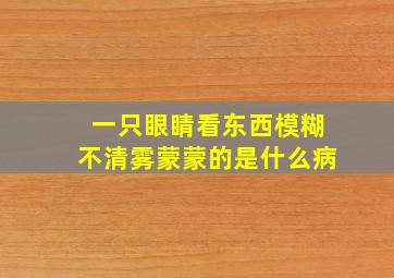 一只眼睛看东西模糊不清雾蒙蒙的是什么病