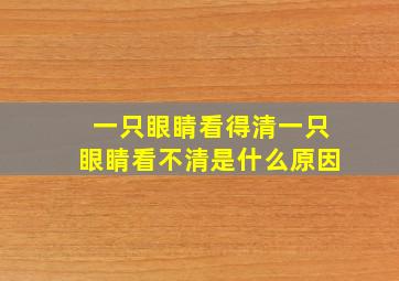 一只眼睛看得清一只眼睛看不清是什么原因