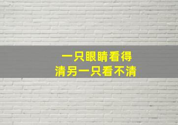 一只眼睛看得清另一只看不清