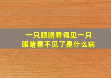 一只眼睛看得见一只眼睛看不见了是什么病