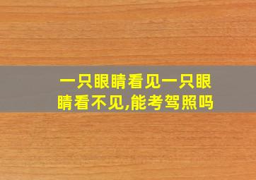 一只眼睛看见一只眼睛看不见,能考驾照吗