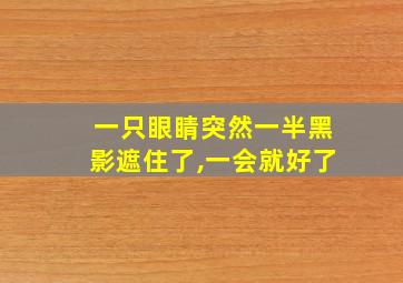 一只眼睛突然一半黑影遮住了,一会就好了