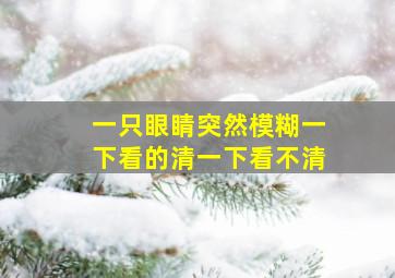 一只眼睛突然模糊一下看的清一下看不清