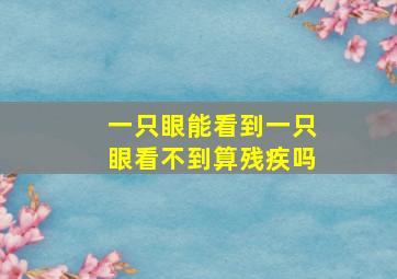 一只眼能看到一只眼看不到算残疾吗