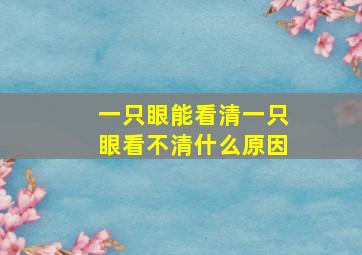 一只眼能看清一只眼看不清什么原因