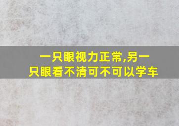 一只眼视力正常,另一只眼看不清可不可以学车