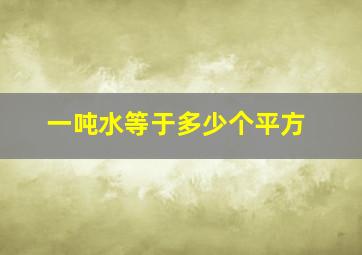 一吨水等于多少个平方