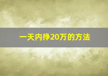 一天内挣20万的方法