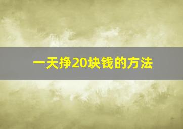 一天挣20块钱的方法