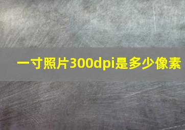 一寸照片300dpi是多少像素