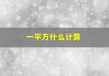 一平方什么计算