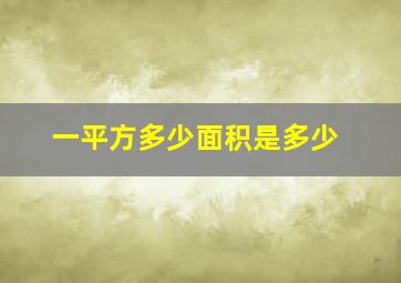 一平方多少面积是多少