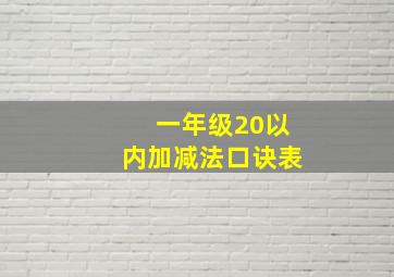 一年级20以内加减法口诀表