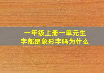 一年级上册一单元生字都是象形字吗为什么