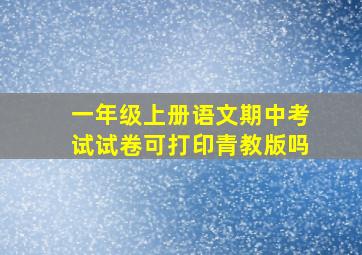 一年级上册语文期中考试试卷可打印青教版吗