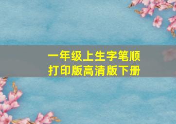 一年级上生字笔顺打印版高清版下册