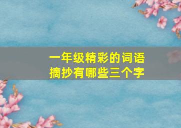 一年级精彩的词语摘抄有哪些三个字