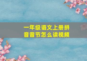 一年级语文上册拼音音节怎么读视频