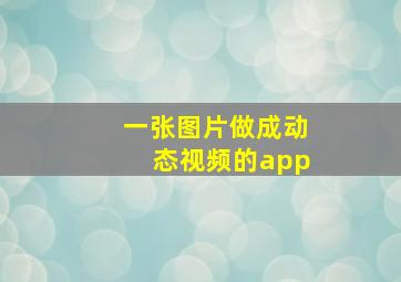 一张图片做成动态视频的app