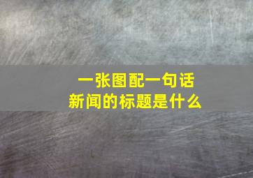 一张图配一句话新闻的标题是什么