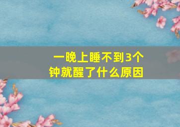 一晚上睡不到3个钟就醒了什么原因