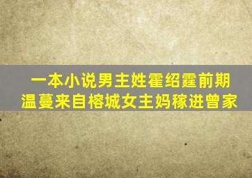 一本小说男主姓霍绍霆前期温蔓来自榕城女主妈稼进曾家