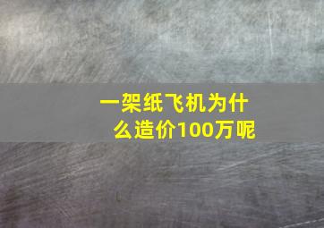 一架纸飞机为什么造价100万呢