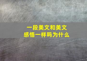 一段美文和美文感悟一样吗为什么