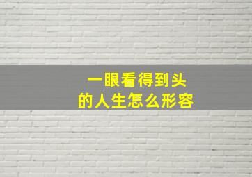 一眼看得到头的人生怎么形容