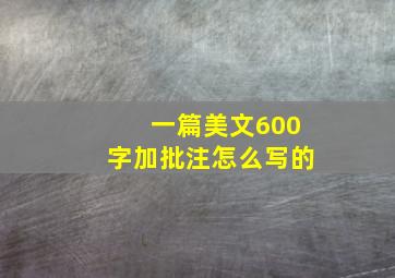 一篇美文600字加批注怎么写的