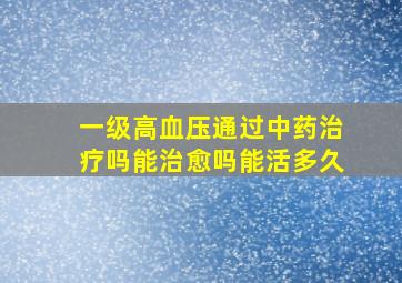 一级高血压通过中药治疗吗能治愈吗能活多久