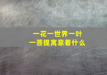 一花一世界一叶一菩提寓意着什么