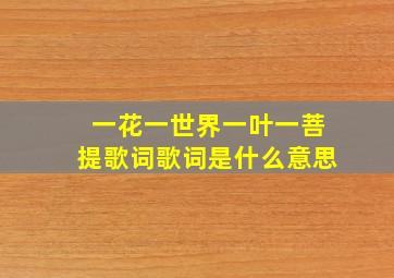 一花一世界一叶一菩提歌词歌词是什么意思