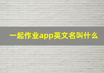 一起作业app英文名叫什么