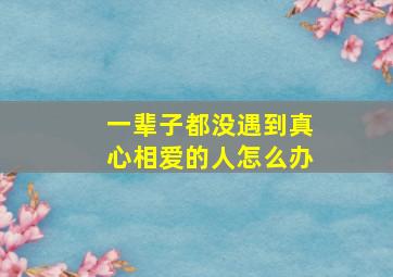 一辈子都没遇到真心相爱的人怎么办