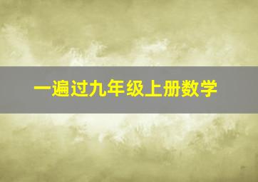 一遍过九年级上册数学