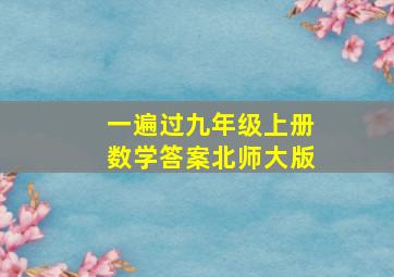 一遍过九年级上册数学答案北师大版