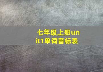 七年级上册unit1单词音标表