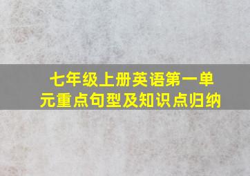 七年级上册英语第一单元重点句型及知识点归纳