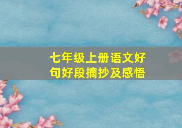 七年级上册语文好句好段摘抄及感悟