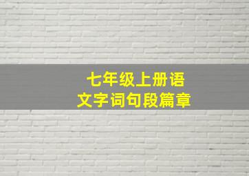 七年级上册语文字词句段篇章