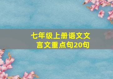 七年级上册语文文言文重点句20句