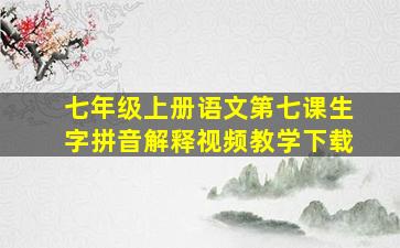 七年级上册语文第七课生字拼音解释视频教学下载