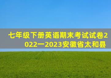 七年级下册英语期末考试试卷2022一2023安徽省太和县