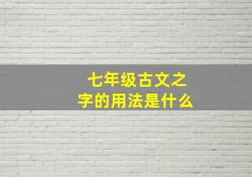 七年级古文之字的用法是什么