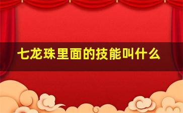 七龙珠里面的技能叫什么