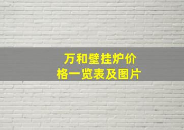 万和壁挂炉价格一览表及图片