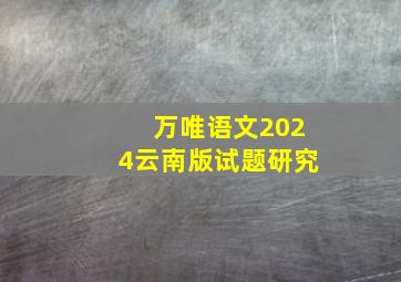 万唯语文2024云南版试题研究