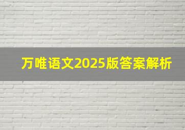 万唯语文2025版答案解析