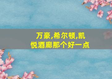 万豪,希尔顿,凯悦酒廊那个好一点